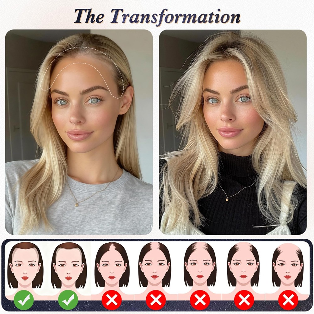 Full Lace Human Hairline Topper | Seamless Clipless Halo Wire