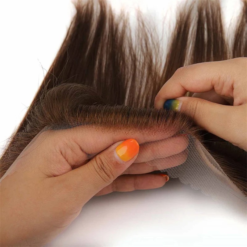 Swiss lace hairline topper close-up